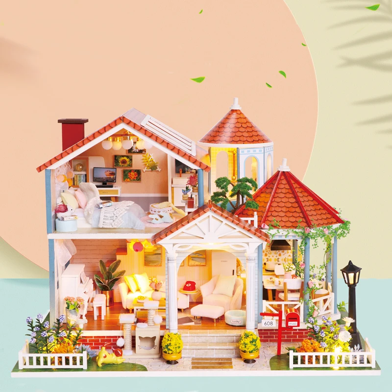 Cutebee DIY Wooden Dollhouse Coloured Villa Kit Assembled Miniature With Garden Flower Doll House Furniture Kit Toy for Children
Cutebee DIY Wooden Dollhouse Coloured Villa Kit Assembled Miniature With Garden Flower Doll House Furniture Kit Toy for Children
