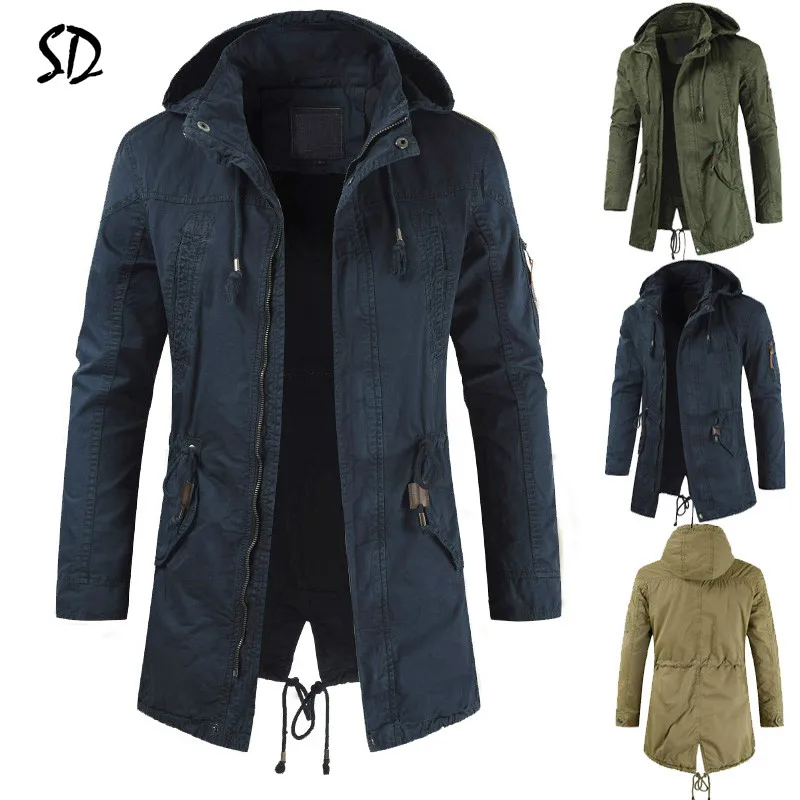 Men's Trench Coats 2019 Spring Cargo Windbreakers Hooded Outerwear with Detachable Hat Classic Trench Coat Man Trench Coat Men
Men's Trench Coats 2019 Spring Cargo Windbreakers Hooded Outerwear with Detachable Hat Classic Trench Coat Man Trench Coat Men