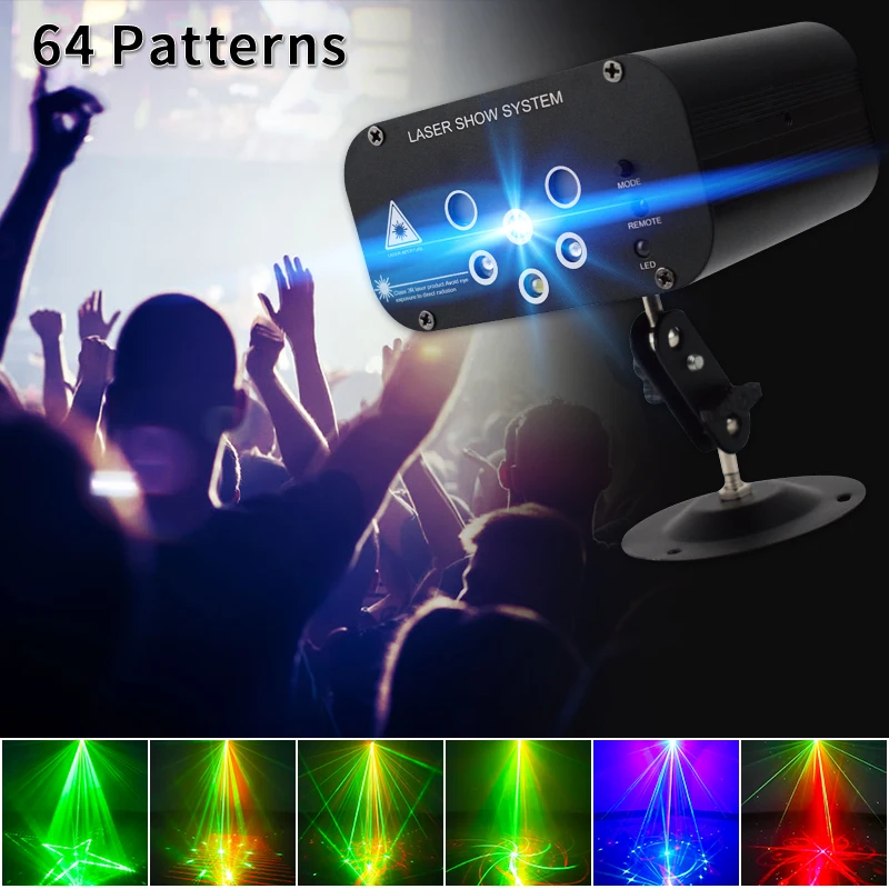 WUZSTAR Laser Projector Light 64 Patterns DJ Disco Light Music RGB Stage Lighting Effect Lamp for Christmas KTV Home Party
WUZSTAR Laser Projector Light 64 Patterns DJ Disco Light Music RGB Stage Lighting Effect Lamp for Christmas KTV Home Party