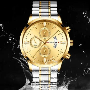 Fashion Men's Watches Gold Stainless Steel Quartz Watch Waterproof Date Luxury Brand Male Wristwatch Clock Relogio Masculino 
Fashion Men's Watches Gold Stainless Steel Quartz Watch Waterproof Date Luxury Brand Male Wristwatch Clock Relogio Masculino
