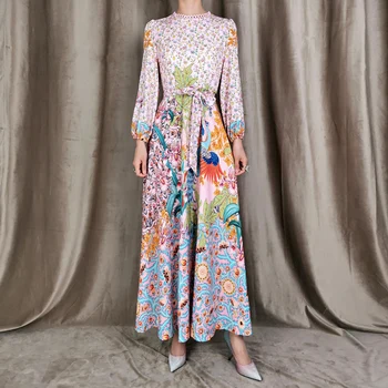 Long Dress 2020 Autumn New Women'S Gorgeous Casual Party Lantern Sleeve Phoenix Flower Print Vintage Elegant Dresses 
Long Dress 2020 Autumn New Women'S Gorgeous Casual Party Lantern Sleeve Phoenix Flower Print Vintage Elegant Dresses