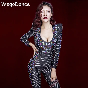 New Women Colorful Rhinestones Stretch Jumpsuit Singer Big Stones Costume Birthday Outfit Bar Ds Dance Leotard
New Women Colorful Rhinestones Stretch Jumpsuit Singer Big Stones Costume Birthday Outfit Bar Ds Dance Leotard