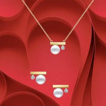 Balanced series clavicle chain with drilled artificial pearl Pendant Necklace set
Balanced series clavicle chain with drilled artificial pearl Pendant Necklace set