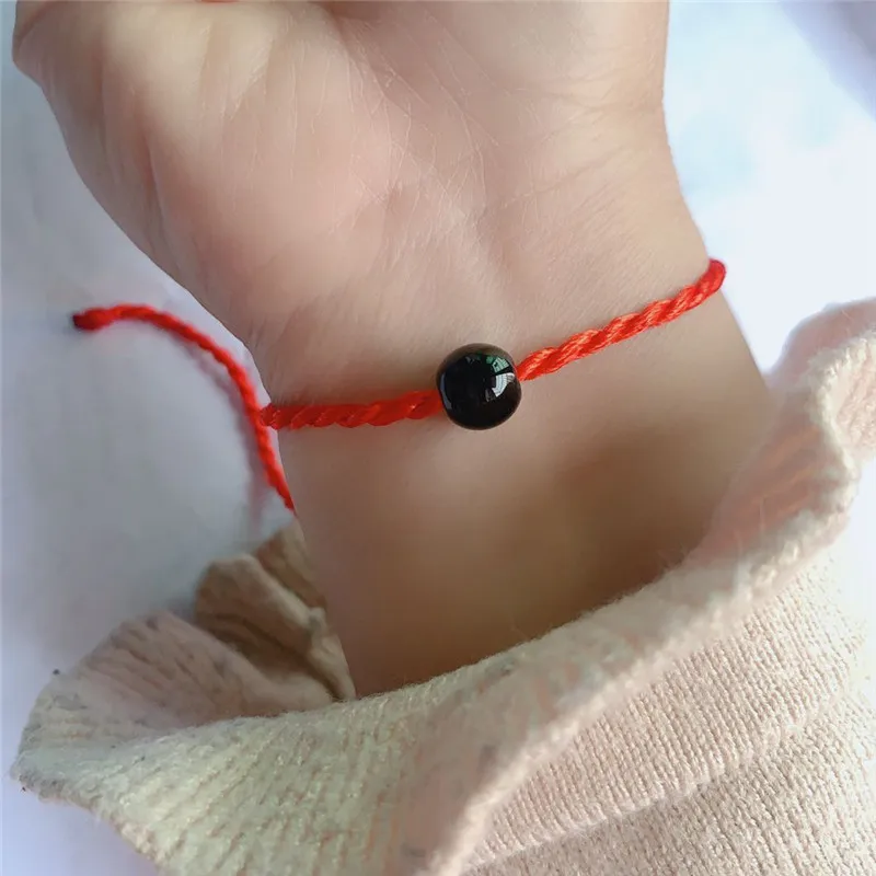 

2PCS Promotion Red Rope Bracelets For Women Jewelry Trendy Black Ball Lucky Anklets Girls Summer Accessories Men Bracelets Hot