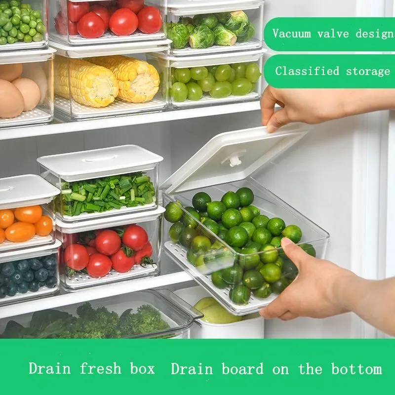 Kitchen Food Sealed Storage Box Refrigerator Fruit and Vegetable Storage Box with Lid Drain Freshness Box
Kitchen Food Sealed Storage Box Refrigerator Fruit and Vegetable Storage Box with Lid Drain Freshness Box