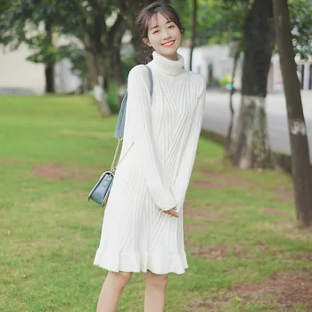 2020 Spring New Women's Turtleneck Sweater Dress Knitting Brief Straight Loose Dresses White Knitted Pullovers Mini Dress A895
2020 Spring New Women's Turtleneck Sweater Dress Knitting Brief Straight Loose Dresses White Knitted Pullovers Mini Dress A895