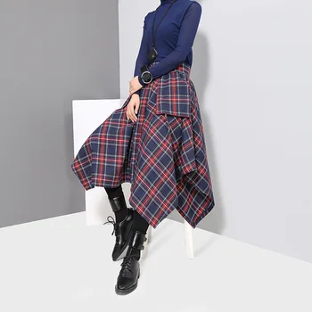 Asymmetrical High Waist Skirts Red Plaid Split Joitn Loose Big Hem Half-body Kawaii Winter Women Skirt Fashion Tide All-match 
Asymmetrical High Waist Skirts Red Plaid Split Joitn Loose Big Hem Half-body Kawaii Winter Women Skirt Fashion Tide All-match