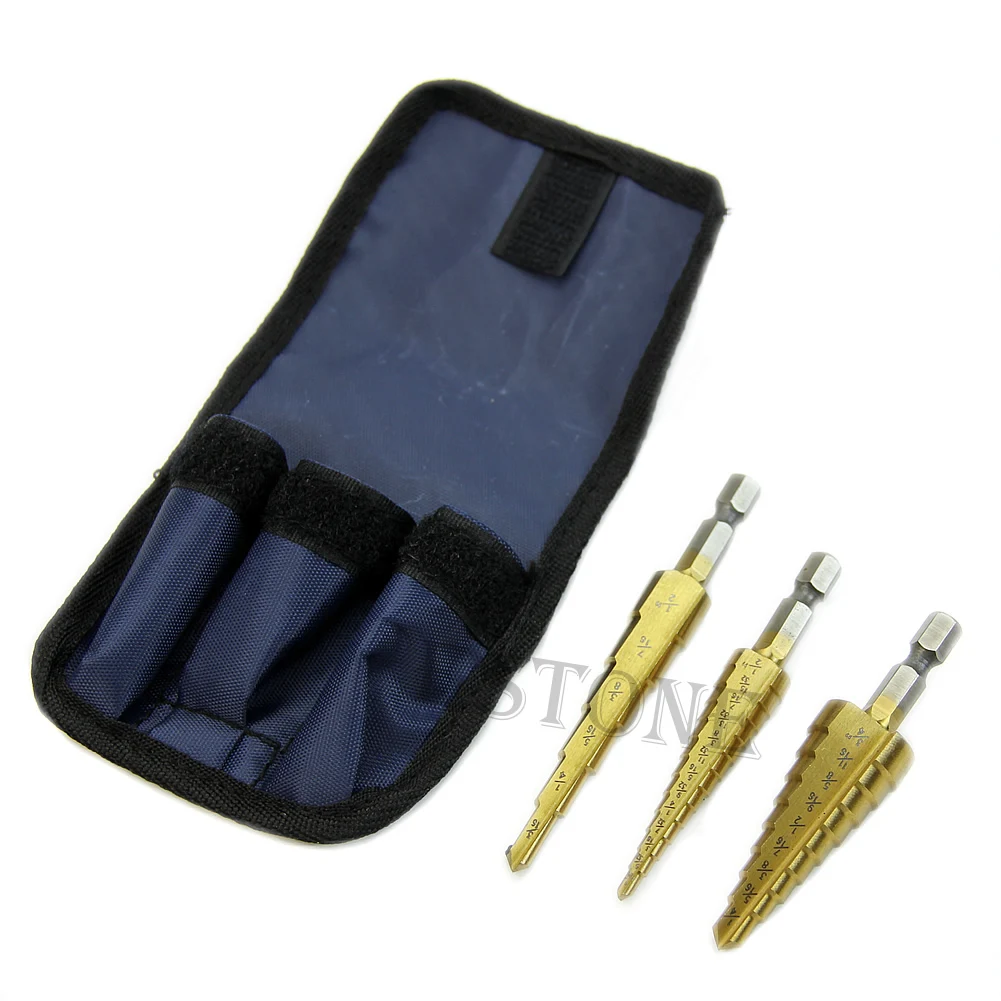 Drop Shipping Portable 3Pcs Steel Titanium Coated Step Drill Bit Quick-change 1/4" Hex Shank
Drop Shipping Portable 3Pcs Steel Titanium Coated Step Drill Bit Quick-change 1/4" Hex Shank
