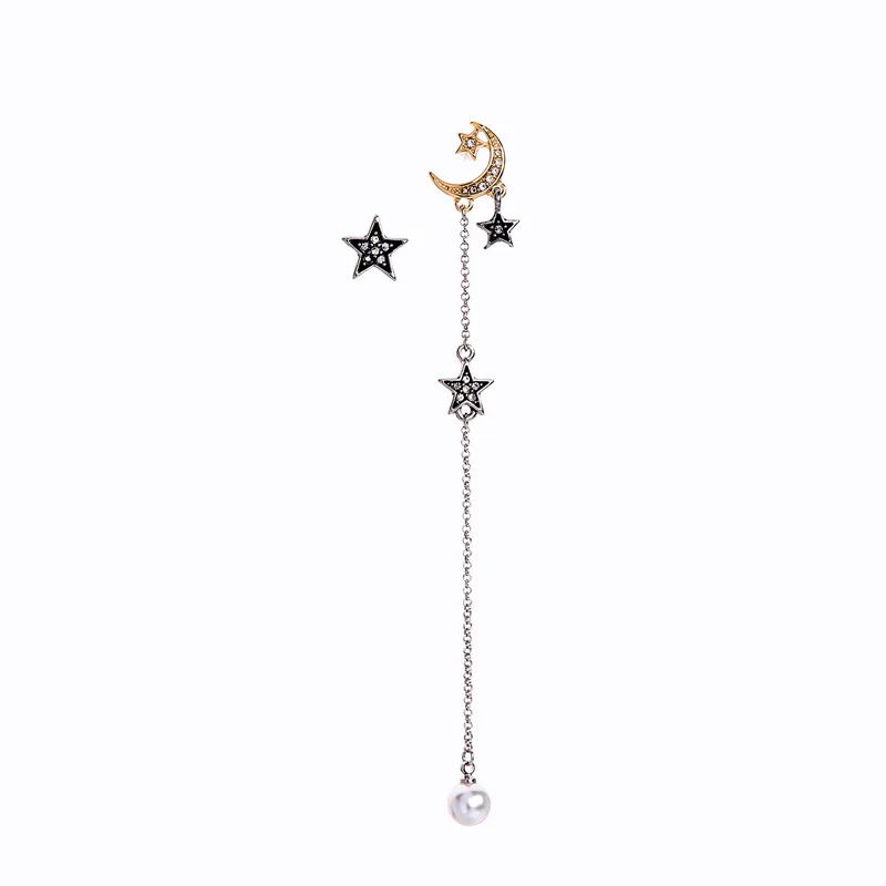 Asymmetric Moon Star Drop Earrings For Women Acrylic Pearl Crystal Long Chain Dangle Earring
Asymmetric Moon Star Drop Earrings For Women Acrylic Pearl Crystal Long Chain Dangle Earring