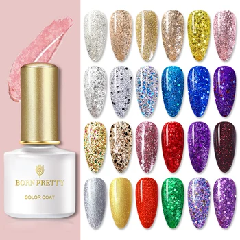 

BORN PRETTY Gel Nail Polish Glittery Sequins Manicuring 6ml Soak Off UV Gel Varnish Shining Nail Art Design Base Top Coat