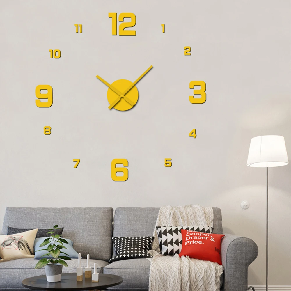 Generic (Gold 5) Modern Design Large Wall Clock 3D DIY Quartz Clocks