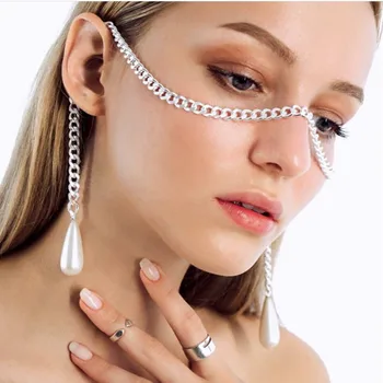 Hot Creative Pearl Tear Drops Pendant Face Chain Cover Nanshe Catena for Women One Row Metal Face Jewelry Chain Cosplay Gift
Hot Creative Pearl Tear Drops Pendant Face Chain Cover Nanshe Catena for Women One Row Metal Face Jewelry Chain Cosplay Gift