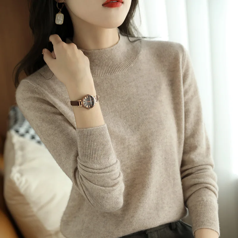 Winter New Women's Sweater Basic Solid Color Semi High Collar Bottomed Shirt Black Warm Pullover Close Fitting Sweater
Winter New Women's Sweater Basic Solid Color Semi High Collar Bottomed Shirt Black Warm Pullover Close Fitting Sweater
