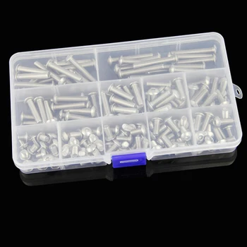 260Pcs/set M3 M4 M5 304 Stainless Steel Round and Hexagon Socket Head Cap Screws Hex Socket Bicycle Bolts Kit