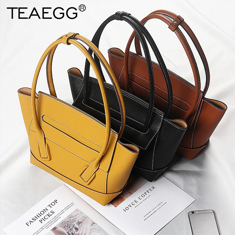 

TEAEGG Women Leather Tote bag Fashion Trapeze Large Capacity Ladies Handbag Female Bags Bolsas Femininas Sac a Main