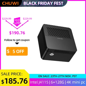 

CHUWI LarkBox 4K Mini PC Intel Celeron J4115 Quad Core 6GB RAM 128GB ROM Windows 10 Desktop Computer HDMI USB-C