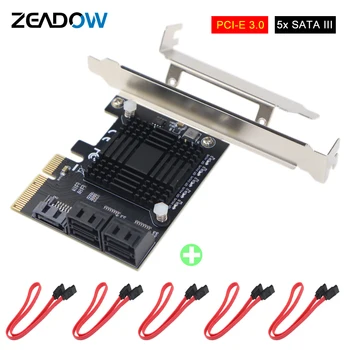 PCI Express 3.0 x4 to 5 Port SATA III 6Gbps Expansion Controller Card Support Port Multiplier For HDD SSD With 5x Data Cables
PCI Express 3.0 x4 to 5 Port SATA III 6Gbps Expansion Controller Card Support Port Multiplier For HDD SSD With 5x Data Cables