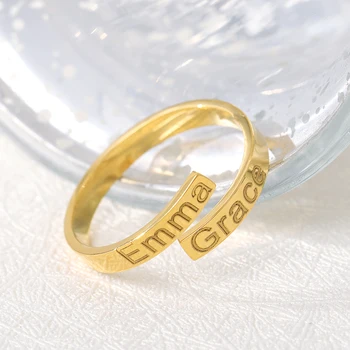 Double Name Ring Custom Two Name Rings Personalized Baby Names Couples Names on Ring Stainless Steel Gold Ring Mother's Day Gift
Double Name Ring Custom Two Name Rings Personalized Baby Names Couples Names on Ring Stainless Steel Gold Ring Mother's Day Gift