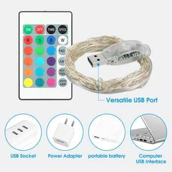 LED String Lights RGB USB Copper Wire Colorful 16color 24key Remote Control Tube Lights 10LED/m Christmas Lights Indoor decorate 
LED String Lights RGB USB Copper Wire Colorful 16color 24key Remote Control Tube Lights 10LED/m Christmas Lights Indoor decorate