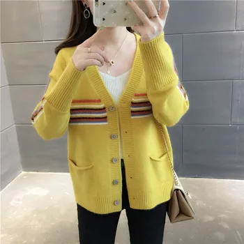 Women Loose Knitted Cardigan Sweater With Button Long Sleeve Autumn Female Casual V-Neck Open Stich Knit Outwear Coat Ladies
Women Loose Knitted Cardigan Sweater With Button Long Sleeve Autumn Female Casual V-Neck Open Stich Knit Outwear Coat Ladies