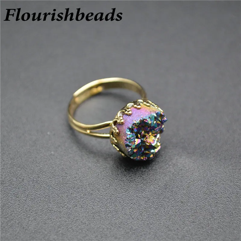 Colorful Druzy Geode Agate Rainbow Gemstones Withered Flower Shape Rings Length Adjustable Girl Party Gift
Colorful Druzy Geode Agate Rainbow Gemstones Withered Flower Shape Rings Length Adjustable Girl Party Gift