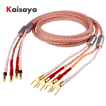 7N single crystal copper speaker Banana Plug to Y Plug 8TC Hifi Speaker Cable T0234
7N single crystal copper speaker Banana Plug to Y Plug 8TC Hifi Speaker Cable T0234