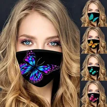 綿洗えるマスク蝶印刷面マスク口キャップキャップPM2.5耳フック保護口マスク再利用可能な女性マスクmascarilla(China)