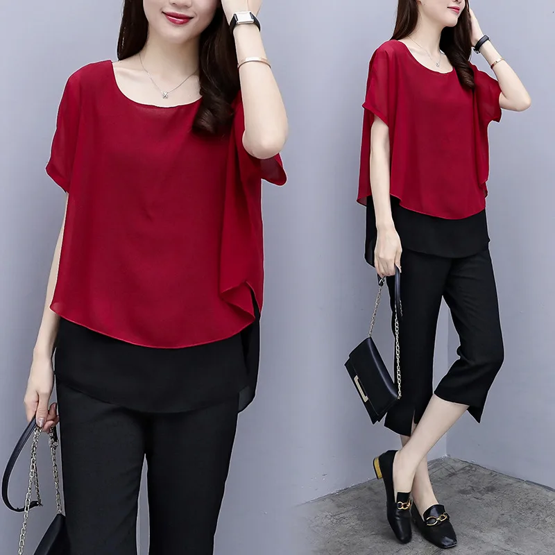 2019 Summer New Style Large Size Dress Fat Mm Cover Meat Slimming Chiffon Tops + Capri Pants Two-Piece Set WOMEN'S Suit
2019 Summer New Style Large Size Dress Fat Mm Cover Meat Slimming Chiffon Tops + Capri Pants Two-Piece Set WOMEN'S Suit