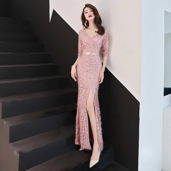 Elegant Mermaid Slit Long Formal Evening Dresses Sequin Wedding Half sleeve V-neck slim Prom Party Gown Pageant Dresses 2019 New
Elegant Mermaid Slit Long Formal Evening Dresses Sequin Wedding Half sleeve V-neck slim Prom Party Gown Pageant Dresses 2019 New