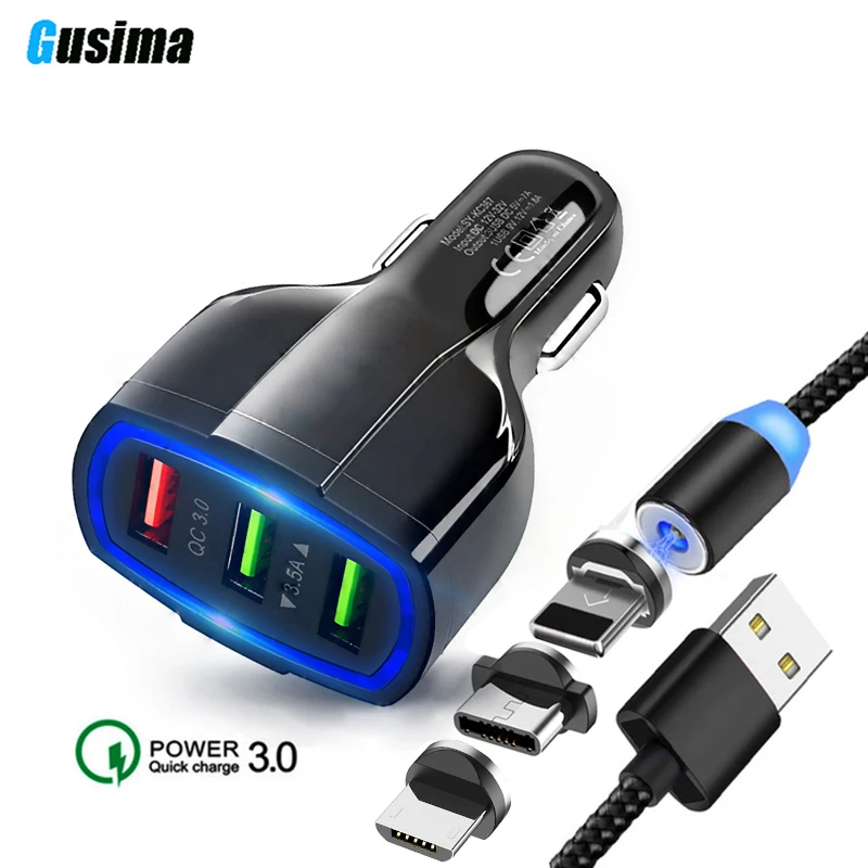 QC 3.0 3 USB Car Charger Quick Charge 3.0 3-Ports Fast Charger for Car Phone Charging Adapter with USB Magnetic cable for iphone
QC 3.0 3 USB Car Charger Quick Charge 3.0 3-Ports Fast Charger for Car Phone Charging Adapter with USB Magnetic cable for iphone