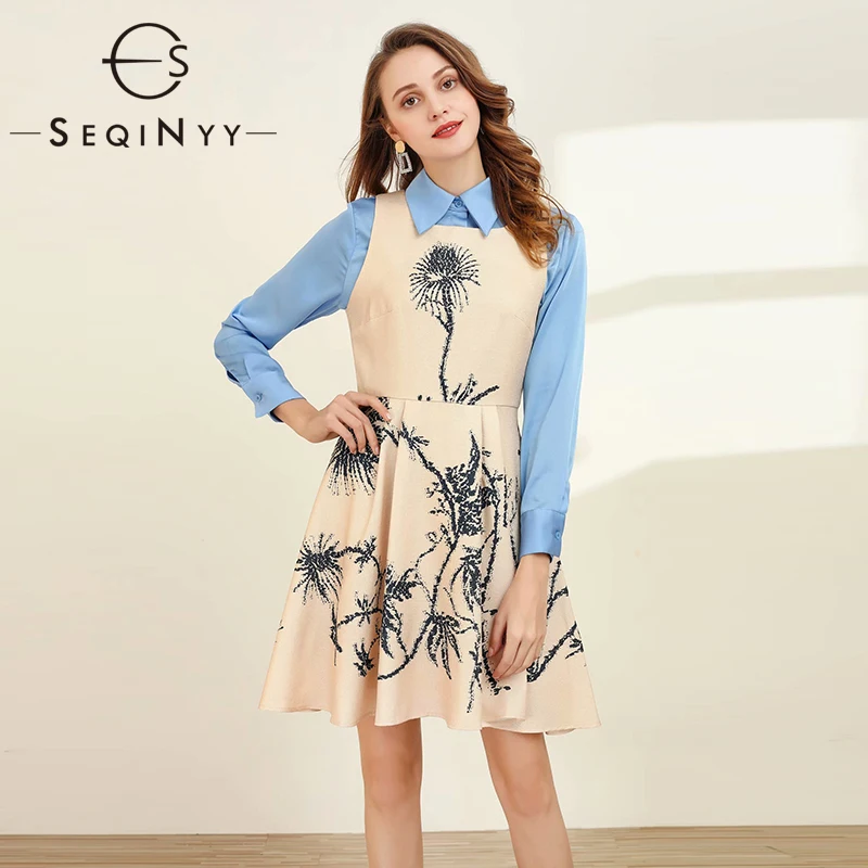 SEQINYY Casual Set 2020 Summer Spring New Fashion Design Blue Shirt + Ink Flower Print Beige Mini Vest Dress Suit
SEQINYY Casual Set 2020 Summer Spring New Fashion Design Blue Shirt + Ink Flower Print Beige Mini Vest Dress Suit