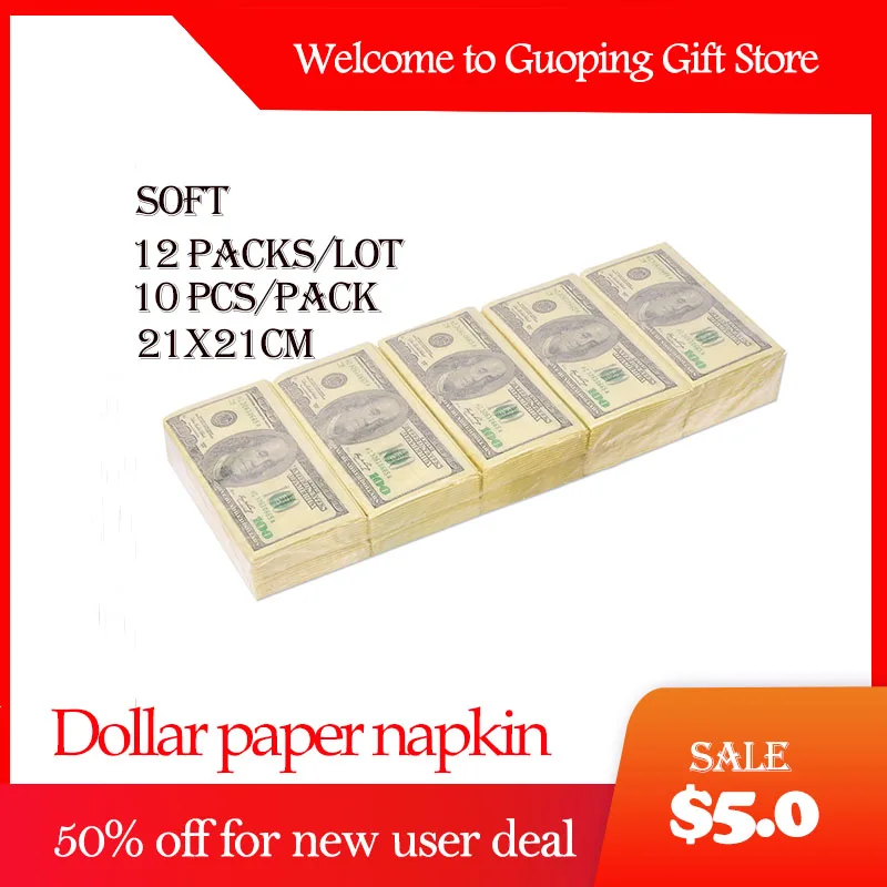 (10 Packs=100pieces) 100$ Dollars Soft Paper Napkin for Restaurant Table Dinner Paper Tissues Party Supplies Gift Disposable
(10 Packs=100pieces) 100$ Dollars Soft Paper Napkin for Restaurant Table Dinner Paper Tissues Party Supplies Gift Disposable