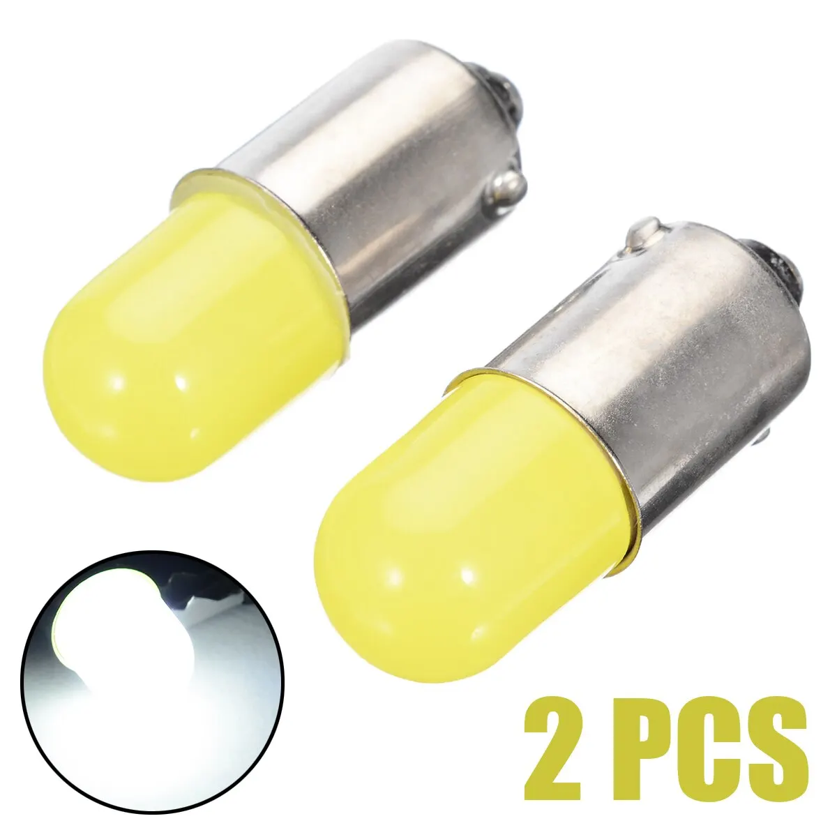 1 Pair BA9S T4W Super Bright Round 3D COB LED Pure White Car License Plate Light Bulb Auto Lamp marker light DC 12V