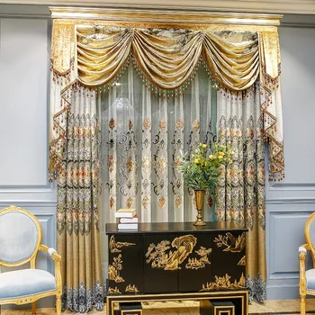 Classic European Luxury Embroidery Stitching Curtains for Living Dining Room Bedroom 
Classic European Luxury Embroidery Stitching Curtains for Living Dining Room Bedroom