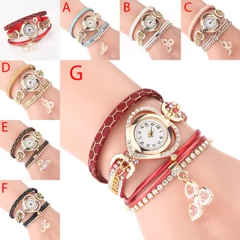 

Women Vintage Shining Love Crystal Bracelet Dial Analog Quartz Wrist Watchs Designer Watch Luxury Reloj Mujer Montre