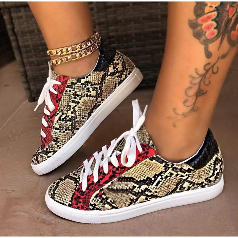 Spring Women Sneakers Lace up Female PU Glitter Flats Vulcanized Shoes Fashion Snake Platform Shoes Woman Walking Footwear
Spring Women Sneakers Lace up Female PU Glitter Flats Vulcanized Shoes Fashion Snake Platform Shoes Woman Walking Footwear