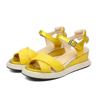 High Heels Platforms Peep Toe Women Wedged Sandals Genuine Leather Sweet Pumps 2020 Fashion Newest Party Shoes Woman
High Heels Platforms Peep Toe Women Wedged Sandals Genuine Leather Sweet Pumps 2020 Fashion Newest Party Shoes Woman