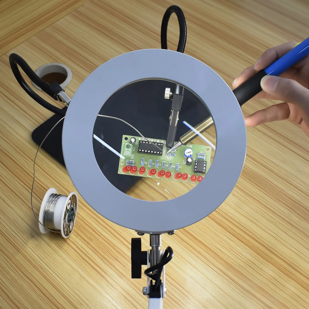 Generic NEWACALOX Table Clamp USB 5X Folding Magnifier Soldering Third Hand Tool Desk Lamp 3