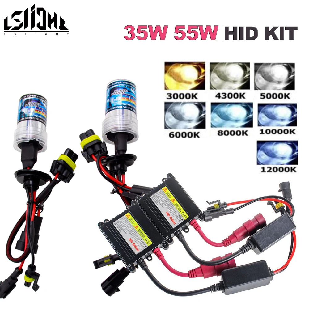 

HID BI Xenon Kit 35W 55W Slim Ballast Xenon Light Bulb 12V H1 H3 H4 H7 H11 H13 9005 9006 4300K 6000K Auto Replace Headlight Lamp