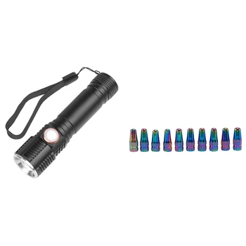 1 Pcs Press Switch T6 Led Flashlight Zoom Torch Usb & 10 Pcs Colorful Bicycle Tire Valve Cap High Pressure Caps
1 Pcs Press Switch T6 Led Flashlight Zoom Torch Usb & 10 Pcs Colorful Bicycle Tire Valve Cap High Pressure Caps