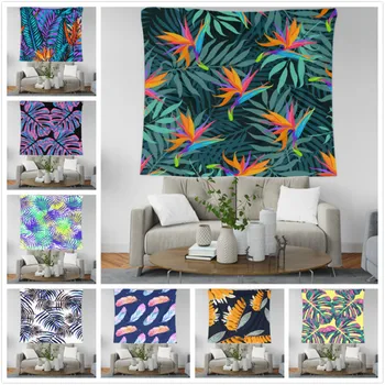 

Plant Leaf Print Mandala Tapestry Psychedelic Wall Hanging Bohemian Tapisserie Murale Indian Floral Wall Carpet Beach Towel