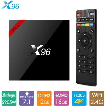 

X96W Smart TV BOX Amlogic S905W Android TV Box Quad Core 1GB/2GB 8GB/16GB HD2.0 H.265 4K Set-Top Box 2.4GHz WiFi Media Player