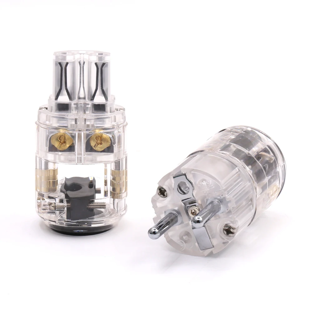 Pair Transparent Male Plug Female IEC Connector HI-End Schuko plug EU version power plugs for audio power cable
Pair Transparent Male Plug Female IEC Connector HI-End Schuko plug EU version power plugs for audio power cable