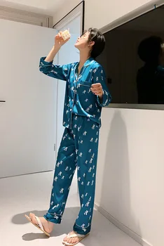 Pajamas women spring and summer simulation silk ladies pajamas long-sleeved sweet ins small fresh Japanese girlfriends outfit ho
Pajamas women spring and summer simulation silk ladies pajamas long-sleeved sweet ins small fresh Japanese girlfriends outfit ho