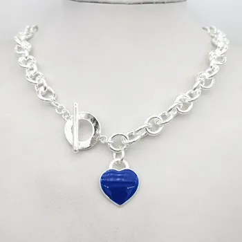 1: 1 sterling silver 925 classic dark blue enamel heart brand ladies necklace jewelry holiday gift
1: 1 sterling silver 925 classic dark blue enamel heart brand ladies necklace jewelry holiday gift