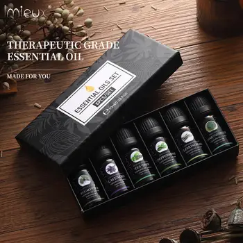 

IMIEUX 10ml Pure Essential Oils 6pcs/kit Gift Box Set for Aroma Diffusers Orange Lavender Tea Tree Peppermint Lemongrass Oil