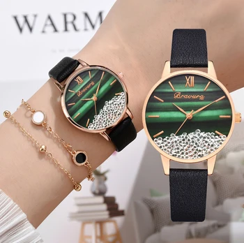 Bravura Brand 2pcs Set Fashion Watch For Women Removable Rhinestones Green Dial Dress Ladies Wrist Watch Quartz Bracelet Clock
Bravura Brand 2pcs Set Fashion Watch For Women Removable Rhinestones Green Dial Dress Ladies Wrist Watch Quartz Bracelet Clock