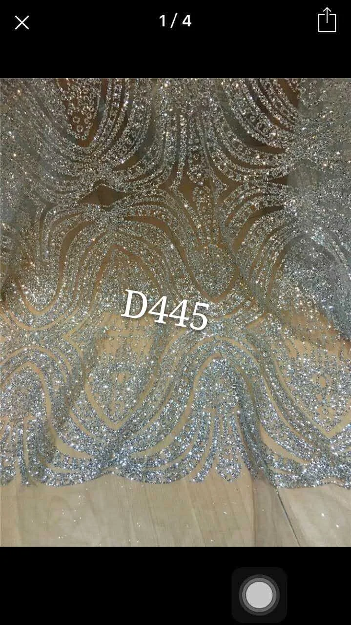 

London African Silver Glitter Haute Couture 5 Yard Tulle Lace Fabric for Fashion Designer /Sawing Wedding Bridal Dress
