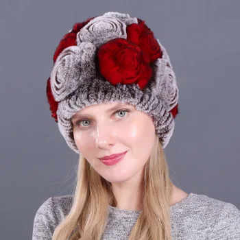 New Winter Floral 100% Genuine Rex Rabbit Fur Skullies Hats Russian Lady Knitting Real Fur Caps Women Natural Fur Beanies Hat 
New Winter Floral 100% Genuine Rex Rabbit Fur Skullies Hats Russian Lady Knitting Real Fur Caps Women Natural Fur Beanies Hat