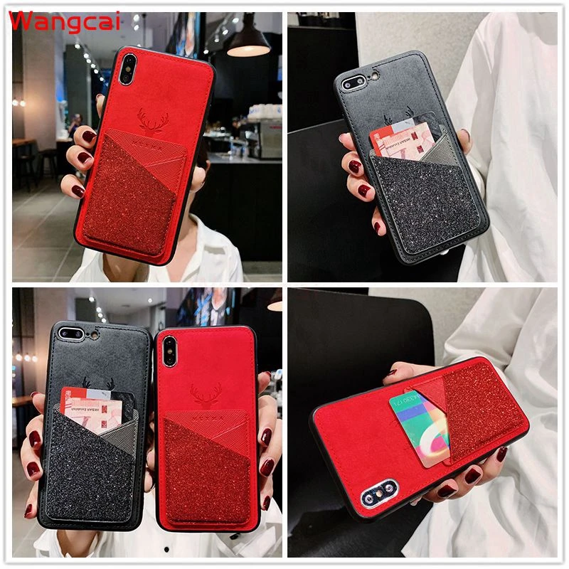 Фото Чехол для iPhone 11 Pro Max X XR XS 8 7 6 6s Plus SE 2020 кошелек с кармашком карт тканевый оленем